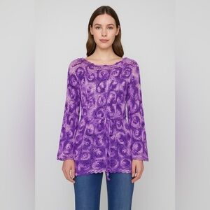 Custom Handmade Crochet Long Sleeved Top Tunic Purple Small Medium Large